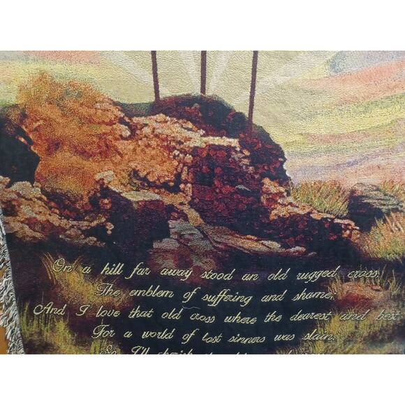 The Old Rugged Cross Blanket 51 × 68 Religious Beautiful Big Made In USA - Picture 4 of 11